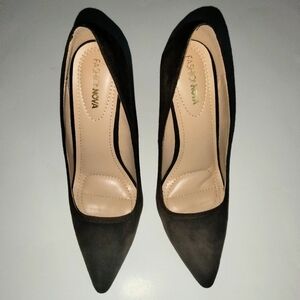 Fashion Nova (Size 8.5) Brown Faux Suede Upper Pointy Toe Heels (Like New)